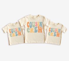 Cousin Crew Shirts, Matching Cousin Shirts for Kids through adults! MORE COUSIN SHIRTS: https://etsy.me/3TVG7L9 Shop with Confidence! We are a 5-Star Rated Shop operating since 2015! SIZING: * Unisex, classic fit. Please refer to size chart in listing photos for details. * Easy measuring tip: Take your favorite shirt, lay it on a flat surface and measure the width (armpit to armpit) and length (top to bottom) * Shirts are pre-shrunk but may shrink slightly after washing. SHIPPING: We have the fa Cousin Crew Shirts, Beach 2024, Cousin Shirts, Class Shirts, Cousin Gifts, Big Sister Gifts, Cousin Crew, Class Shirt, Model Call