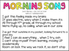 a poem with the words morning song written on it