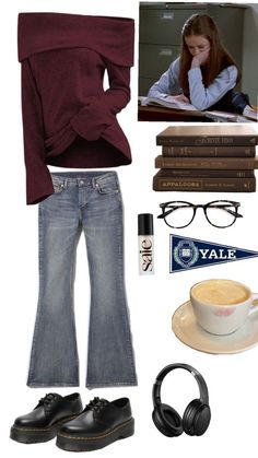 #rorygilmoreaesthetic #aesthetic  #fall #yale #study  # not mine  # outfit #gilmore Study Outfit, Gilmore Girls Outfits, Dressy Casual Outfits, Downtown Outfits, Autumn Fits, Thrifted Outfits, Quirky Fashion, Aesthetic Fall, My Pics