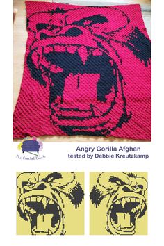 an image of a crocheted blanket with the words angry gorilla afghan