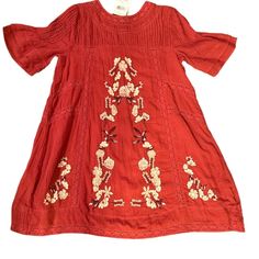 Free People Palvo Red Embroidered Lined Minidress M Nwt Red Floral Embroidered Summer Dress, Red Floral Embroidered Dress For Summer, Casual Red Dress With Floral Embroidery, Casual Red Dresses With Floral Embroidery, Red Embroidered Fitted Casual Dress, Red Fitted Embroidered Casual Dress, Red Embroidered Casual Fitted Dress, Casual Red Fitted Embroidered Dress, Red Bohemian Embroidered Dress With Floral Details