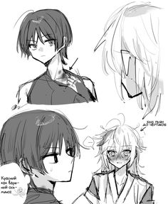 some anime character sketches with different expressions