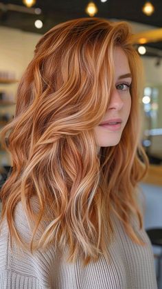 Natural Redhead With Balayage, Copper Strawberry Blonde Highlights, Balayage In Red Hair, Strawberry Blonde With Balayage, Strawberry Blonde With Red Lowlights, Blond Copper Highlights, Ginger And Blonde Balayage, Balayage Hair On Red Hair, Ginger Hair With Babylights