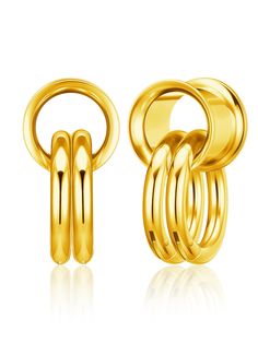 PRICES MAY VARY. 🌟Ear Gauges Size: 00G, 10MM, Gold, 00 Gauges weighing 10.5g. 🔩Material: Crafted from high-quality 316L stainless steel, our gauges earrings for women man ensure durability and style. Hypoallergenic and Non-nickel-containing, they're perfect for sensitive ears, offering a comfortable and chic option for daily wear. 💘Ear Expander Stretchers Tunnels: These are suitable for someone seeking safe earlobe expansion, providing a gradual and comfortable stretching experience. If you f Hoop Earrings Piercing, Ear Guages, Ear Gauge Sizes, Pretty Plugs, Gauges Earrings, Gold Gauges, 00 Gauges, Ear Health, Ear Weights