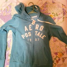 New With Tags Womens Medium Aeropostale Hoodie Blue Casual Cozy Outerwear, Blue Double-lined Hooded Top For Fall, Casual Blue Cozy Hoodie, Blue Top With Double-lined Hood For Fall, Casual Blue Hoodie For Fall, Spring Blue Top With Double-lined Hood, Aeropostale Hoodies, Freshman Year, Fitness Inspo