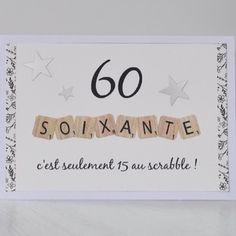 a close up of a card with the number 60 on it and stars in the background