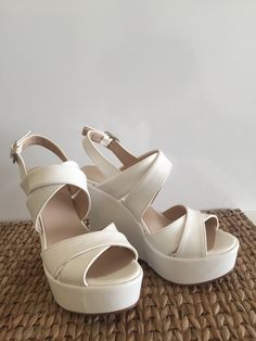 Now it has 6 cm heel length option too 6 cm , 8 cm , 10cm ,11cm ,12cm ,13 cm or 14 cm heel length options wedge Shoes Ivory , white color options These shoes will look great on you along with your wedding dress at your wedding. Everyone's eyes will be on you. White Closed Toe Wedge Sandals With Platform, White Wedge Sandals With Heel Strap And Round Toe, White High Heel Platform Wedge Sandals, White Wedge Heel Sandals For Party, Elegant Platform Wedge Sandals For Wedding, White Party Wedge Sandals, Wedge Heel Sandals With Heel Strap For Wedding, Platform Wedge Sandals With Round Toe For Wedding, Wedding Platform Sandals With Block Heel