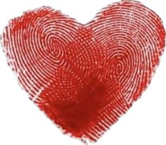 a fingerprint in the shape of a heart is shown with red ink on it