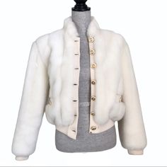 Impeccable, One-Of-A-Kind Small Vintage St. John By Marie Gray Convertible Faux Fur Coat That Can Be Worn As A Vest If Desired As Sleeves Detach Via Zipper. This Vintage Designer Jacket From The Early 2000s Is In Mint Condition And Smoke Free. My Stats: 5/10" Tall 36" Bust 28/29" Waist Same/Next Day Shipping Designer Vtg Y2k 2000s Glam Vegan Faux Fur Elegant Night Out Evening Wear Formal Black Tie Special Occasion Wedding Royalcore Princesscore Bridal Mob Wife Luxury Cream Outerwear With Button Closure, Classic White Long Sleeve Fur Coat, Luxury White Long Sleeve Outerwear, Luxury White Outerwear For Fall, 2000s Glam, Grey Faux Fur Coat, Designer Jacket, Mob Wife, Vintage Designer