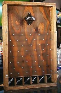 a wooden case with metal rivets on it