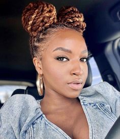 Wild Loc Styles, Trending Black Hairstyles 2023, Female Dread Styles, Up Do Dreadlocks Styles For Women, African Loc Styles, Dreads Locs Styles For Women, Locs In Two Buns, Updo For Long Locs, Locs With Buns