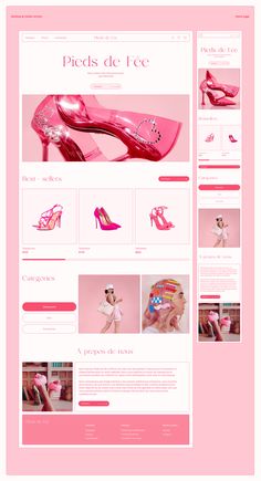 a pink website design with high heel shoes