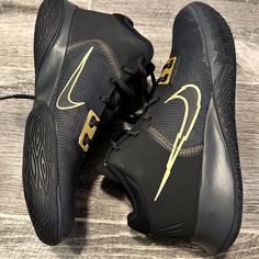 Brand New Never Worn. Nike Black Leather Basketball Shoes, Nike Black Basketball Shoes With Abzorb Midsole, Nike Black Lace-up Basketball Shoes, Shoes Nike, Nike Black, Men's Nike, Black And Gold, Black Nikes, Nike Men