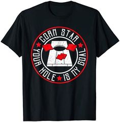 a black t - shirt with red and white lettering that says iron star hole is in