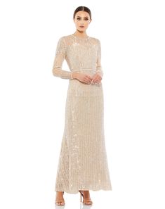 Sequined Illusion High Neck Long Sleeve Trumpet Gown – Mac Duggal Mac Duggal Dress, Sheath Gown, Mac Duggal Dresses, Trumpet Gown, Long Sleeve Dress Formal, Long Sleeve Gown, Column Gown, Long Sleeve Sequin, Tulle Gown