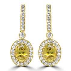 Gembleu-Earring-ADG70008_18-YG-1 Sphene Gemstone, Multicolor Jewelry, Green Gemstones, Round Cut Diamond, Metal Color, Diamond Gemstone, Cut And Color, Gemstone Colors, Yellow Color