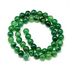 Dragon Veins Agate Beads, Dyed Green, Round, Polished Beads. Semi-Precious Gemstone Beads for Jewelry Making.  Size: 8mm Diameter, Hole: 1mm; approx. 46pcs/strand, 14.5 Inches Long.  Material: Dragon Veins Agate Beads, Green Color, Shinny Polished Finish. Dragon Vein Agate, Dragon Pattern, Necklace Craft, Beads For Jewelry Making, Beads For Jewelry, Agate Beads, Jewelry Making Beads, Semi Precious Gemstones, Semiprecious Stones