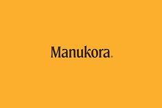 the logo for manukara is shown in black on an orange background with white lettering