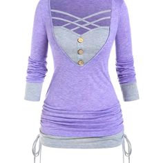 Nwt. Curate Purple & Gray Women’s Shirt. It Gathers On The Bottom Of The Both Sides Making Very Slenderizing. Brand New, Never Worn. See Pictures For Measurements.