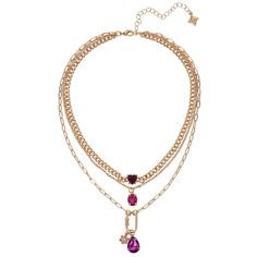 Elevate your little one's style with the FAOabulous by FAO Schwarz Girls 1pk Layered Necklace in Pink. This charming accessory is designed to dazzle at any special occasion, from birthday parties to dress-up events.

- Gender: Female
- Age Group: Kids
- Color: Gold
- Material: Gold-tone chain with acrylic stones
- Features: Three-layered design, lobster closure, star and locket pendants

Crafted with a secure lobster clasp for comfort and safety, this necklace features a gold-tone chain that pro Purple Necklaces For Valentine's Day Party, Trendy Pink Necklace For Birthday, Purple Necklace For Valentine's Day Party, Birthdays Dress, Layered Fits, Fao Schwarz, Colored Acrylic, Stone Feature, Layered Design