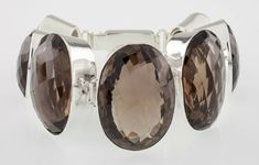 Sterling Silver Gorgeous Cushion Cut Smoky Topaz Chunky Bracelet #Unbranded #Chain Topaz Bracelet, Smoky Topaz, Chunky Bracelet, Wide Cuff Bracelets, Sterling Silver Charm Bracelet, Chunky Bracelets, Wide Bracelet, Toggle Bracelet, Silver Charm Bracelet