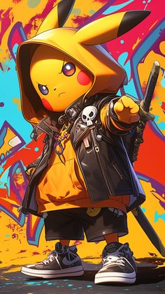 Graffiti sword master Pikachu made by Silverbloom Wallpaper Jdm Car, Wallpaper Jdm, Pokemon Anime Characters, Pokémon Wallpaper, Cool Pokemon Wallpapers, Dark Fantasy Artwork, Easy Love Drawings, Cute Pikachu, Wolf Wallpaper