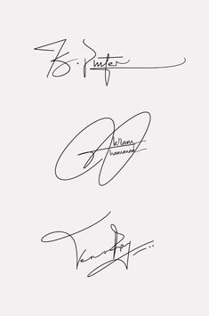 three signed autographs are shown in black and white