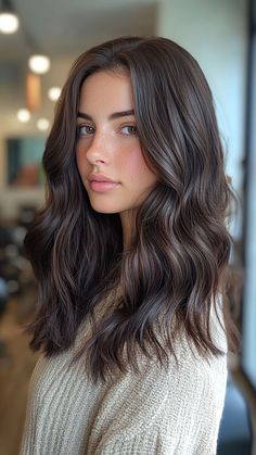 25 Dark Brown Hair Color Ideas: Inspirational Shades for Your Next Bold Look Brunette Hair Chocolate Brown, Chocolate Medium Length Hair, Medium Dark Chocolate Brown Hair, 4n Brown Hair Color, Dark Base Hair Color, Chocolate Brown Medium Hair, Brown Hair On Cool Tone Skin, Deep Ashy Brown Hair, Dark Brown With Ash Brown Balayage