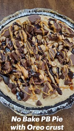 no bake pecan pie with oreo crust and caramel drizzle