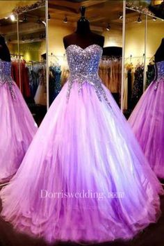 Shop Luxurious Sweetheart Princess Tulle Evening Dress Crystals Sequins Online. Dorris Wedding offers tons of high quality collections at affordable prices. Free shipping Now! Purple Quinceanera Dresses, Beautiful Ball, Tulle Evening Dress, Purple Prom Dress, Sweetheart Prom Dress, A Line Prom Dresses, Gown Prom, Sweet 16 Dresses, Pageant Dress