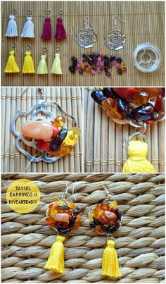 the instructions for how to make tassels with glass beads and other items in them