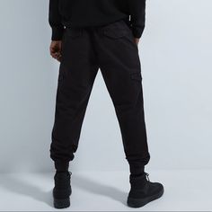 Size Medium Jogger Cargo Pants With Cuffed Hems. Available In Two Colors: Olive And Black *Max Screen Brightness To See Details Black Cargo Jeans With Tapered Leg And Hip Pockets, Casual Bottoms With Pockets And Cuffed Ankles, Black Cotton Cargo Joggers, Black Cotton Joggers With Multiple Pockets, Black Cotton Cargo Style Joggers, Black Cargo Style Joggers, Casual Pants With Cargo Pockets And Cuffed Ankles, Casual Black Sweatpants With Cargo Pockets, Streetwear Cargo Joggers