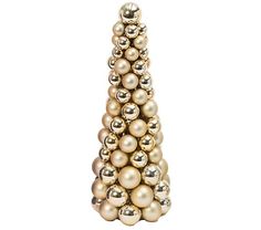 a christmas tree made out of gold and silver balls