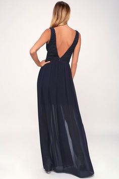 Make Way for Wonderful Navy Blue Lace Maxi Dress Fitted Dress With Button Back For Casual Occasions, Casual Button-back Fitted Dress, Spring Party Dresses With Button Back, Chic Button-back Dress For Date Night, Blue Lace Maxi Dress, Latest Fashion Dresses, New Years Eve Dresses, Women Best, Pleated Maxi Dress