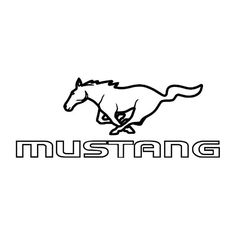 the logo for mustang with a running horse on it's back end and the word mustang