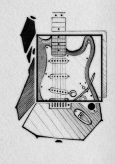 Guitar Drawing, Music Drawings, Art Drawings Sketches Pencil, Easy Drawings Sketches, Graffiti Drawing, Guitar Art, 자수 디자인, Doodle Art Designs, Mini Drawings