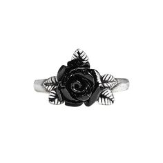 Make a statement with this unique gothic black rose silver leaves ring. show off your individual style with this bold and eye-catching accessory. get yours today and stand out from the crowd! Alchemy Gothic Jewelry, Black Rose Ring, Cast Rings, Pewter Ring, Silver Leaf Ring, Alchemy Gothic, Fall Rings, Gothic Looks, Alternative Jewelry