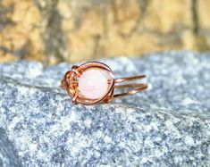 Etsy :: Your place to buy and sell all things handmade Hand Wrapped Rose Gold Ring Gift, Rose Gold Hand Wrapped Ring As Gift, Copper Wire Wrapped Rings As Gift, Handmade Copper Crystal Ring For Gift, Handmade Rose Gold Crystal Ring As Gift, Small Pearl Ring, Copper Wire Ring, Rough Quartz, Raw Crystal Ring