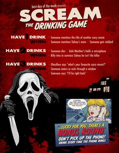 an advertisement for scream the drinking game