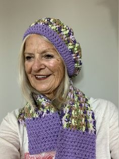 Crochet hat scarf / women's winter accessories / handmade accessories / original unique clothing Purple Beanie For Fall, Purple One-size Hat For Fall, Purple One-size Fall Hat, Purple Hat For Fall, Bohemian Purple Crochet Hat One Size, Purple Bohemian Crochet Hat One Size, One Size Purple Bohemian Crochet Hat, Handmade Casual Purple Hat, Purple Bohemian Hats For Winter