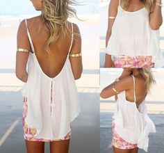 Unit: CM   XS: Bust: 84  Length: 56 S: Bust: 88  Length: 57 M: Bust: 92  Length: 58 L: Bust: 96 Length: 60 Affordable Elegant Beach Tops, Cheap White Tops For Beach Party, Cheap White Vacation Tops, Cheap White Beach Camisole, Luxury White Tops For The Beach, Elegant Wrap Dress, Bohemian Life, Backless Tank Top, Backless Top