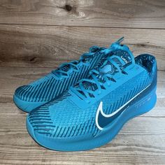 New Sz 10-11.5: Nike Men's Zoom Vapor 11 Hc Tennis Shoes Teal Nebula/White-Geode Teal: Dr6966 300 **Shoes Are New: No Shoe Box*** Light Blue Sports Running Shoes, Sports Running Shoes In Light Blue, Light Blue Running Shoes For Sports, Nike Blue Running Shoes For Marathon, Blue Casual Running Shoes For Marathon, Casual Blue Running Shoes For Marathon, Blue Lace-up Marathon Sneakers, Blue Lace-up Sneakers For Marathon, Blue Sneakers With Air Max Cushioning For Marathon