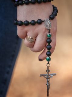 This catholic gemstone rosary with a natural black shungite and green rhinestone will be a great religious gift for a men, pastor or godchild. Do you look for a gift to a close friend for a birthday or or give a favorite amulet? Then you just need Shungine Rosary. These shungite catholic rosaries are simply necessary for people who are looking for mutual love, as well as for those who want to achieve career growth. Black Crucifix Rosary Bracelet As Gift, Black Spiritual Rosary Bracelet With Cross, Spiritual Black Rosary Bracelet Gift, Black Crucifix Rosary As Gift, Black Onyx Rosary As A Gift, Holy Rosary Prayer, Praying The Rosary Catholic, Mutual Love, Rosary Prayer