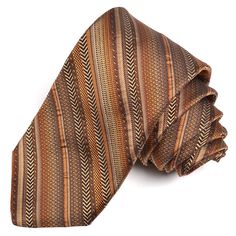 Mocha, Cognac, and Gold Multi Textured Stripe Woven Jacquard Silk Tie by Dion Neckwear Silk Ties, Pure Silk, Silk Fabric, 3 Weeks, Mocha, Cognac, 1 2 3, Quality Fabric, Hand Crafted