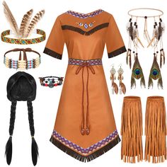 an assortment of native clothing and accessories