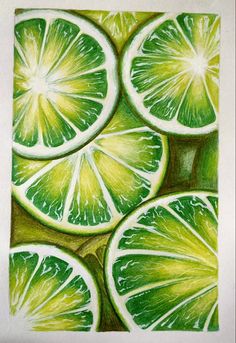 some limes are cut in half and ready to be used as an art project