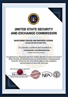 an award certificate for the united state security and exchange commission, which is being awarded