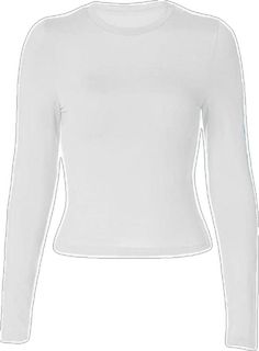 Basic Slim Fit Crop Top Solid Color Long Sleeve Top - AnotherChill Basic White Winter Tops, White Plain Winter Tops, White Fitted T-shirt For Fall, Fitted White T-shirt For Fall, White Fitted Crew Neck Top, Basic Fitted White Tops, White Fitted Plain Tops, Fitted White Plain Tops, White Fitted Basic Top