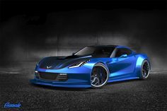 a blue sports car is parked in the dark