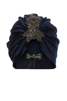 Navy turban with coodinating star shaped bead by TheFHBoutique, £30.00 Turban Outfit, Bead Applique, Velvet Turban, Turban Hijab, Mode Turban, Velvet Hat, Designer Outlet, Turban Style, Turban Hat